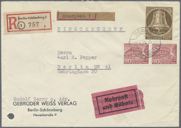 Br Berlin: 1954: Ortsbrief 10 Pf. Mit Einschreiben, Rohrpost Und Eilzustellung Im Tarif II ( 10 + 40 R, - Altri & Non Classificati