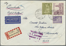 Br Berlin: 1957: Luftpostbrief 58g Mit Einschreiben Im Tarif III DM 3,70 Mit 2.- DM Bauten I, 70 Pf. Un - Autres & Non Classés