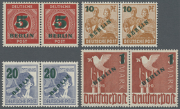 ** Berlin: 1949, Freimarken Mit Grünem Aufdruck BERLIN Als Postfrischer Satz In Waagerechten Paaren, At - Sonstige & Ohne Zuordnung