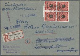 Br Berlin: 1949, 5 A. 45 Pf Grünaufdruck, 18 Stück (10er-Block Und Zwei 4er-Blocks), Als Portogerechte - Sonstige & Ohne Zuordnung