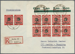 Br Berlin: 1949, 5 A. 45 Pf Grünaufdruck, 10 Stück Incl. 8er-Block Von Der Li. Oberen Bogenecke, Als Po - Autres & Non Classés