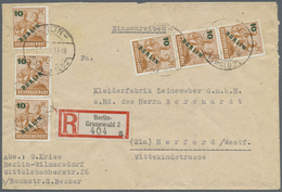 Br Berlin: 1949, 10 A. 24 Pf Grünaufdruck, 6 Stück Als Portogerechte MeF Auf Einschreibebrief Von Berli - Altri & Non Classificati