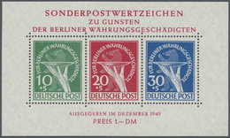 ** Berlin: 1949, Währungsgeschädigten-Block, Postfrisch Mit Plattenfehlern Beim 10 Pf.-Wert 'Bruch Im C - Altri & Non Classificati