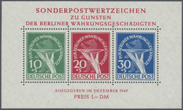 ** Berlin: 1949, Währungsgeschädigten-Block, Postfrisch Mit Plattenfehlern Beim 10 Pf.-Wert 'Bruch Im C - Autres & Non Classés