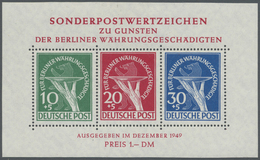 ** Berlin: 1949, Währungsgeschädigten-Block, Postfrisch Mit Plattenfehlern Beim 10 Pf.-Wert 'Bruch Im C - Altri & Non Classificati
