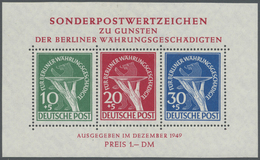 ** Berlin: 1949, Währungsgeschädigten-Block, Postfrisch Mit Plattenfehlern Beim 10 Pf.-Wert 'Bruch Im C - Autres & Non Classés