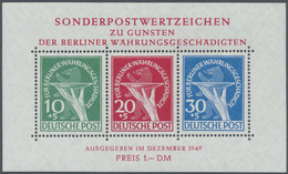 ** Berlin: 1949, Währungsgeschädigten Blockausgabe Mit Plattenfehler II, (Bruch Im C Und Zusätzlicher S - Autres & Non Classés