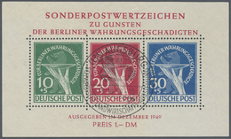 O Berlin: 1949, Währungsgeschädigten-Block Tadellos Mit Sonderstempel "AUGSBURG", Mi 2.200.- - Autres & Non Classés