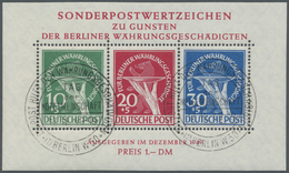 O Berlin: 1949, Blockausgabe „Für Berliner Währungsgeschädigte” Mit ESST Vom 17.12.49 Und Vollem Origi - Altri & Non Classificati