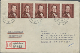 Br Berlin: 1952, Waagerechter Luxus-5er-Streifen 20 Pfg. Lortzing, Als Seltene MEF Auf R-Brief Nach Sch - Altri & Non Classificati