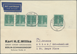 Br Berlin: 1959, 7 Pf Bläulichgrün Stadtbilder, 5 Stück Incl. Waager. 4er-Streifen Als Portogerechte Me - Altri & Non Classificati