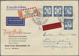 Br Berlin: 1961, 40 Pf Dkl'blau, 4 Stück Incl. Waager. Dreierstreifen Als Portogerechte MeF Auf Luftpos - Altri & Non Classificati