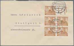 Br Berlin - Zusammendrucke: 1952, Heftchenblatt 5 X 4 Pf Gelbbraun + Reklamefeld R4 Aus MH 2, Portogere - Se-Tenant