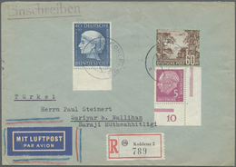 Br Berlin - Ganzsachen: 1955: Luftpostbrief Europa Mit Einschreiben Tarif III – 40 + 15 LP, 50 R – Mit - Autres & Non Classés