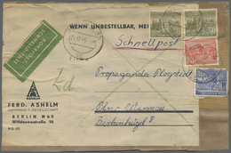 Brfst/Br Berlin - Postschnelldienst: 1953/1954: Anschriftteil Schnelldienstbrief Höchste Gewichtsstufe – Gebü - Lettres & Documents