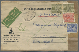 Brfst/Br Berlin - Postschnelldienst: 1953/1954: Anschriftteil Schnelldienstbrief Höchste Gewichtsstufe – Gebü - Storia Postale