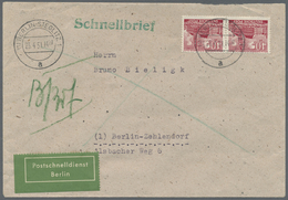 Br Berlin - Postschnelldienst: 1951:  Schnelldienstbrief 80 Pfennig Mit 2 X 40 Pfennig Bauten Ab Berlin - Lettres & Documents