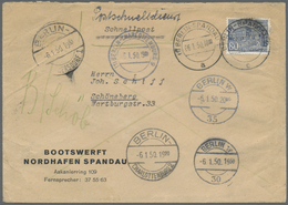 Br Berlin - Postschnelldienst: 1950: Schnelldienstbrief 80 Pfennig Bauten EF Ab Zweigpostamt Berlin-Spa - Storia Postale