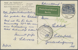 Br Berlin - Postschnelldienst: 1951: Schnelldienstbrief 80 Pfennig Bauten I Als EF Ab W 15 4.9.51 11.00 - Lettres & Documents
