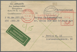 Br Berlin - Postschnelldienst: 1952/1953: Faltbrief Amtsgericht Tiergarten Als Schnelldienst Mit Absend - Brieven En Documenten