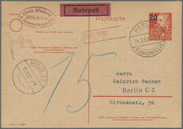 GA Berlin - Besonderheiten: 1952: Ganzsache 20 Pf. Auf 30 Pf. Köpfe Als Rohrpost-Ortskarte ( 10 + 20 RP - Altri & Non Classificati