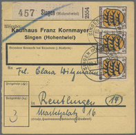 Br Französische Zone - Allgemeine Ausgabe: 1946, 5 Pf Wappen, 18 Stück Als Massen-MeF Auf Paketkarte Vo - Altri & Non Classificati