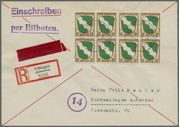 Br Französische Zone - Allgemeine Ausgabe: 1945, 10 Pf Wappen, 8 Stück (2 Viererblocks) Als MeF, Minima - Other & Unclassified