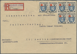 Br Französische Zone - Allgemeine Ausgabe: 1945, 6 X 24 Pf Wappen MeF Auf Einschreibe-Rückschein-Brief - Autres & Non Classés