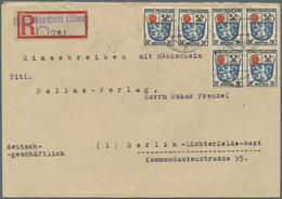 Br Französische Zone - Allgemeine Ausgabe: 1945, 6 X 24 Pf Wappen MeF Auf Einschreibe-Rückschein-Brief - Andere & Zonder Classificatie