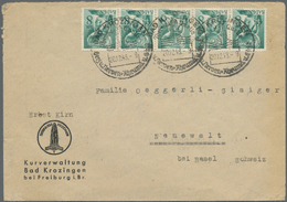 Br Französische Zone - Baden: 1948, 8 Pf Bläulichgrün, Waager. 5er-Streifen Als Portogerechte MeF Auf B - Sonstige & Ohne Zuordnung