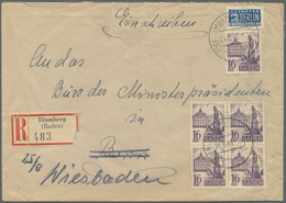 Br Französische Zone - Baden: 1948, 16 Pf Dkl'grauviolett, 5 Stück Als Portogerechte MeF Auf Einschreib - Autres & Non Classés