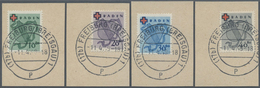 Brfst Französische Zone - Baden: 1949, Rotes Kreuz 10 Pf Bis 40 Pf. Gezähnt Auf Luxus-Briefstücken Einheit - Autres & Non Classés
