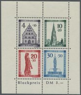 ** Französische Zone - Baden: 1949, Wiederaufbau-Block Gezähnt Mit Plattenfehler "Sirene Neben Sockel D - Sonstige & Ohne Zuordnung