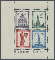 ** Französische Zone - Baden: 1949, Wiederaufbau-Block Gezähnt Mit Abart "20 Pfg.-Wertstufe Nach Rechts - Andere & Zonder Classificatie