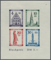 ** Französische Zone - Baden: 1949, Wiederaufbau-Block Ungezähnt Mit Plattenfehler "Farbfleck über 1. E - Autres & Non Classés