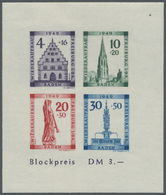 ** Französische Zone - Baden: 1949, Wiederaufbau-Block Ungezähnt Mit Plattenfehler "Farbfleck über 1. E - Sonstige & Ohne Zuordnung