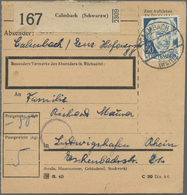 Br Französische Zone - Württemberg: 1948, 50 Pf Dkl'blau, 3 Versch. Frankaturen Auf Paketkarten, Dabei - Autres & Non Classés