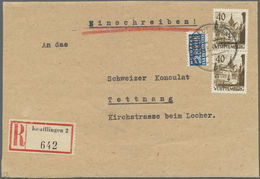 Br Französische Zone - Württemberg: 1948, 40 Pf Dkl'olivbraun, Senkr. Paar Als Portogerechte MeF Auf Ei - Sonstige & Ohne Zuordnung