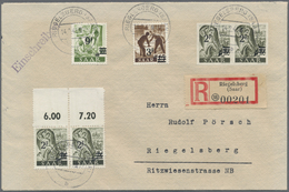 Br Saarland (1947/56): 1948. Ungezähntes, Waagerechtes Paar 2 Fr Auf 12 Pf Urdruck, Mit Weiteren Marken - Ongebruikt
