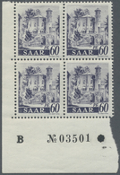 **/ Saarland (1947/56): 1946, 60 Pfg. Neuauflage Ohne Aufdruck Im Viererblock Aus Der Linken Unteren Bog - Ongebruikt