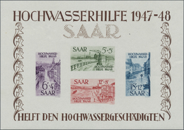 ** Saarland (1947/56): 1948, Hochwasser-Blockpaar Und Dazu 4 Einzelwerte Postfrisch, Bl 1 Minimaler Ran - Neufs