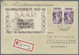 Br Saarland (1947/56): 1948, Hochwasserhilfe. Block 2 Und Waagrechtes Paar 6 Fr Auf Orts-R-Brief "St. I - Ungebraucht