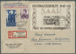 Br/ Saarland (1947/56): 1948, Block "Hochwasserhilfe", Blocktype VI Auf FDC Mit Zusatzfrankatur Von "NEU - Neufs