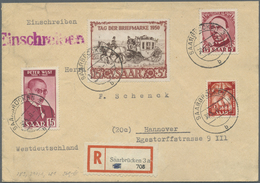 Br Saarland (1947/56): 1950, R-Brief Mit 15 + 5 Fr. Ausstellung IBASA Und Zus.-Frankatur Mit Tagestempe - Neufs