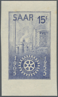 ** Saarland (1947/56): 1955, 15 Fr. Rotary Club Als Ungezähnter Probedruck In Hellblau, Postfrisch, Pra - Neufs