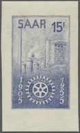 ** Saarland (1947/56): 1955, 15 Fr. Rotary Club Als Ungezähnter Probedruck In Hellblau, Postfrisch, Pra - Ongebruikt