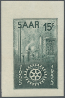 ** Saarland (1947/56): 1955, 15 Fr. Rotary Club Als Ungezähnter Probedruck In Schwarzgrün, Postfrisch, - Ongebruikt