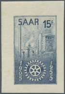 ** Saarland (1947/56): 1955, 15 Fr. Rotary Club Als Ungezähnter Probedruck In Schwarzblau, Postfrisch, - Ungebraucht