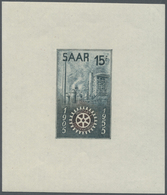 ** Saarland (1947/56): 1955, 15 Fr. Rotary Club Als Ungezähnter Probedruck In Grünschwarz Und Braun Im - Ongebruikt