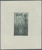 ** Saarland (1947/56): 1955, 15 Fr. Rotary Club Als Ungezähnter Probedruck In Schwarzgrün Im Blockforma - Neufs